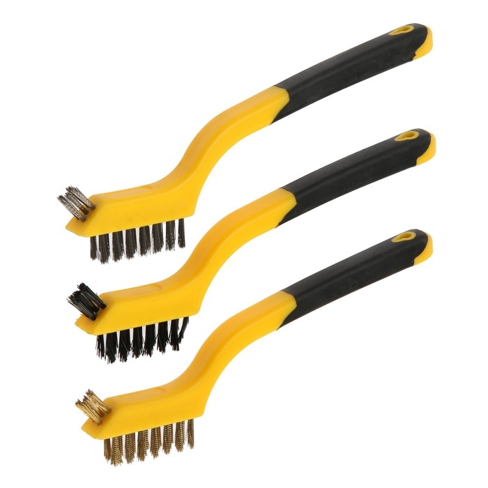 Набор щеток металлических ручных ТУНДРА, двухкомпонентные рукоятки, малые, 3 шт. Набор щеток металлических ручных ТУНДРА, двухкомпонентные рукоятки, малые, 3 шт.