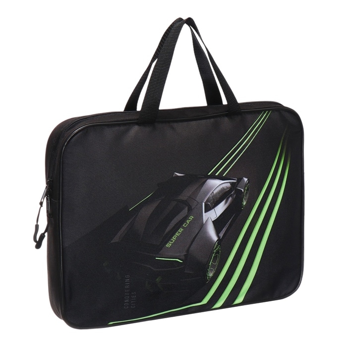 Папка с ручками текстильная А4, 370 х 280 х 60 мм, Stavia Папка с ручками текстильная А4, 370 х 280 х 60 мм, Stavia "Super car"