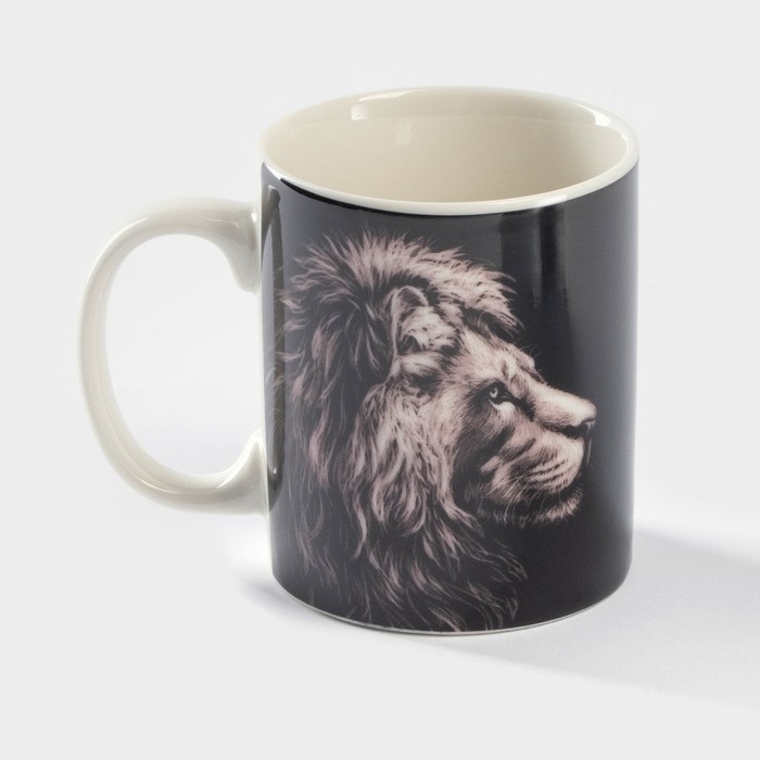 Кружка фарфоровая Доляна «Львинная сила», 320 мл, цвет чёрный Кружка фарфоровая Доляна «Львинная сила», 320 мл, цвет чёрный