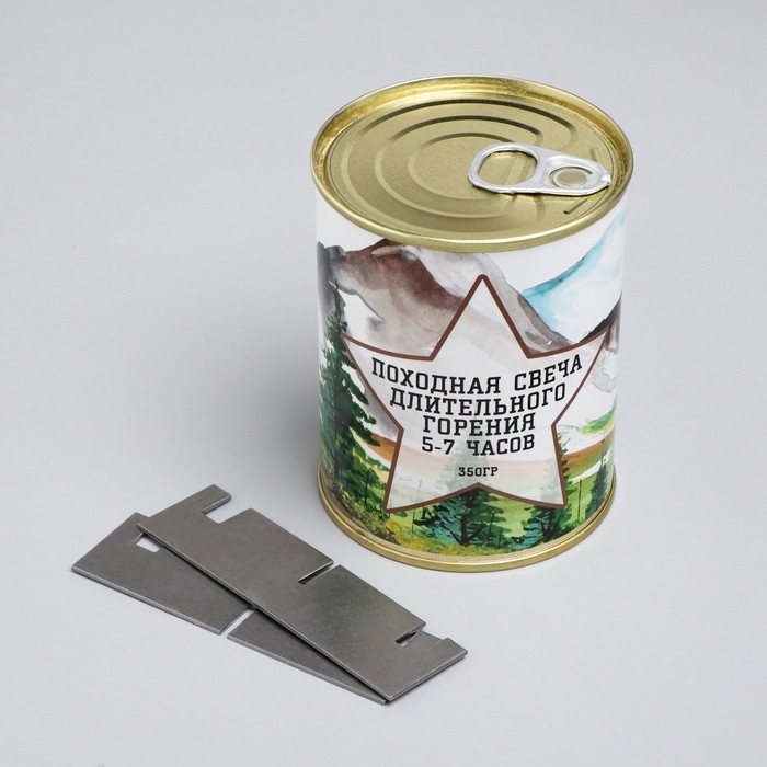 Свеча в жестяной банке походная  Свеча в жестяной банке походная "Звезда", 7,5х9,5 см, тип№1
