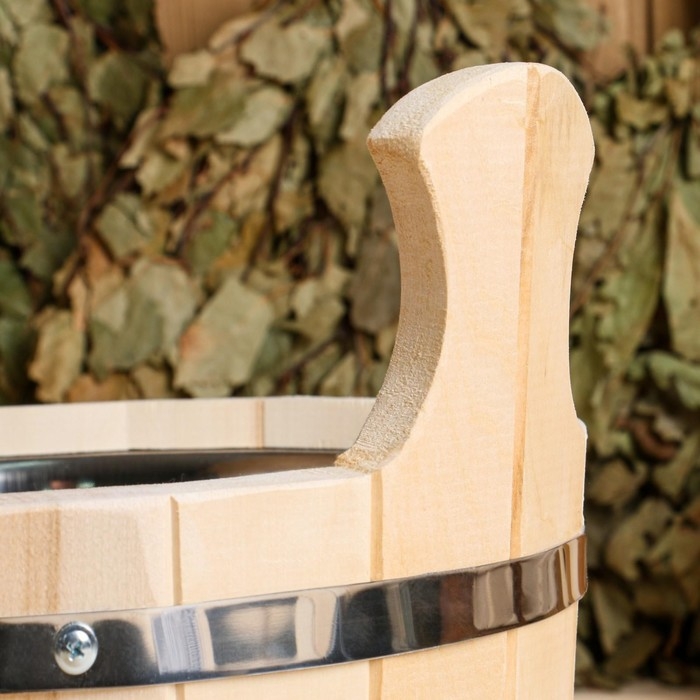 Шайка из липы, 3 л, круглая, нержавеющая вставка, Шайка из липы, 3 л, круглая, нержавеющая вставка, "Добропаровъ"