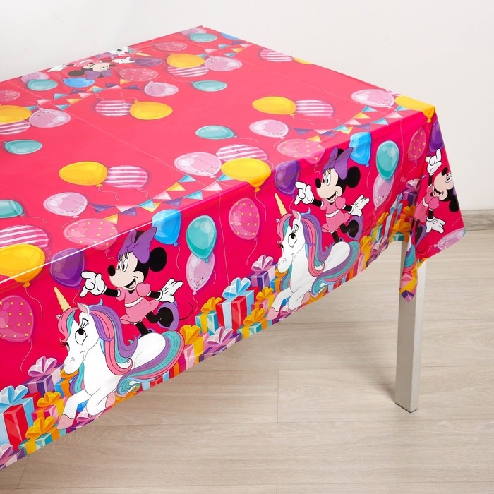 Скатерть одноразовая праздничная 120х180 см, 35 мкр, Минни Маус и Единорог Скатерть одноразовая праздничная 120х180 см, 35 мкр, Минни Маус и Единорог