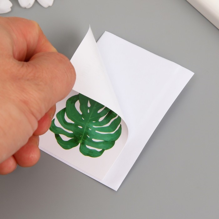 Наклейка бумага благодарность Наклейка бумага благодарность "Лист монстеры" набор 50 шт 8х5 см