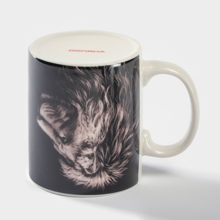 Кружка фарфоровая Доляна «Львинная сила», 320 мл, цвет чёрный Кружка фарфоровая Доляна «Львинная сила», 320 мл, цвет чёрный