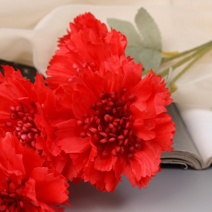 Цветы искусственные Цветы искусственные "Гвоздика каспар галант" 58х7 см, красный