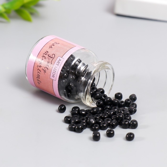 Бисер круглый 6/0 в бутылочке  Бисер круглый 6/0 в бутылочке "Чёрная ночь" 20 гр