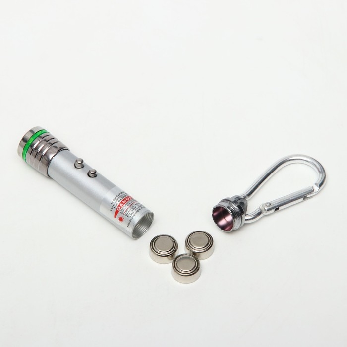 Лазерная указка  Лазерная указка "Мастер К", с карабином, 2 LED, 2 режима, 7 х 1.4 см