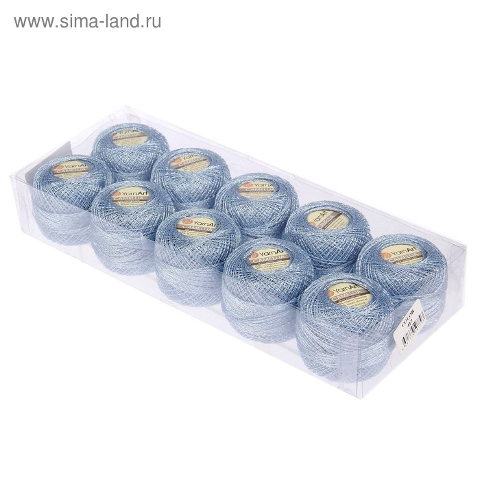 Пряжа "Camelia" 70% полиэстер, 30% люрекс 190м/25±5гр (417 голубой)