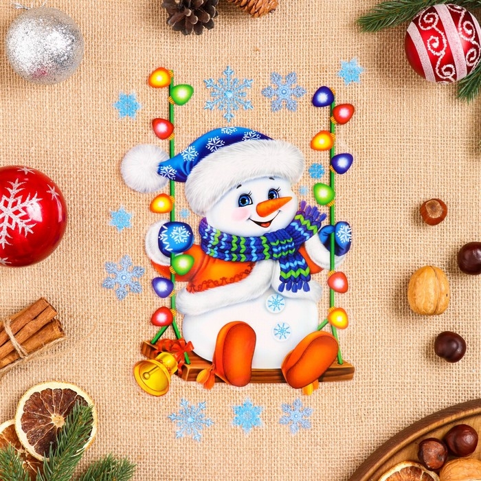 Набор наклеек оформительский Набор наклеек оформительский "Задорный снеговик" 33,8х24,4см