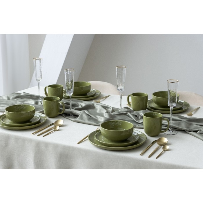 Тарелка керамическая «Олива», 19.6 см, цвет зелёный Тарелка керамическая «Олива», 19.6 см, цвет зелёный