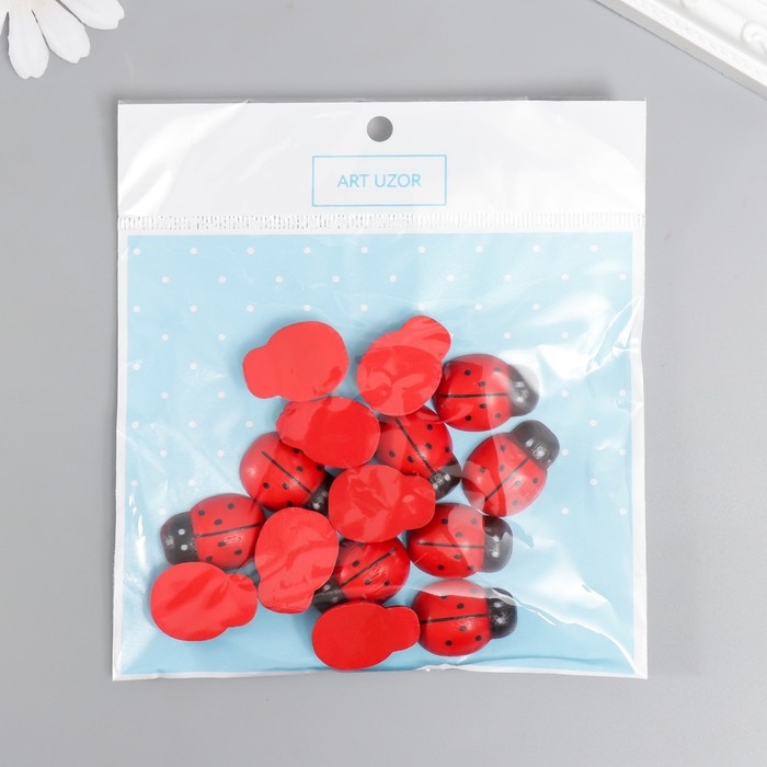 Декор для творчества дерево Декор для творчества дерево "Божьи коровки" (набор 15 шт) 1,3х2,5 см