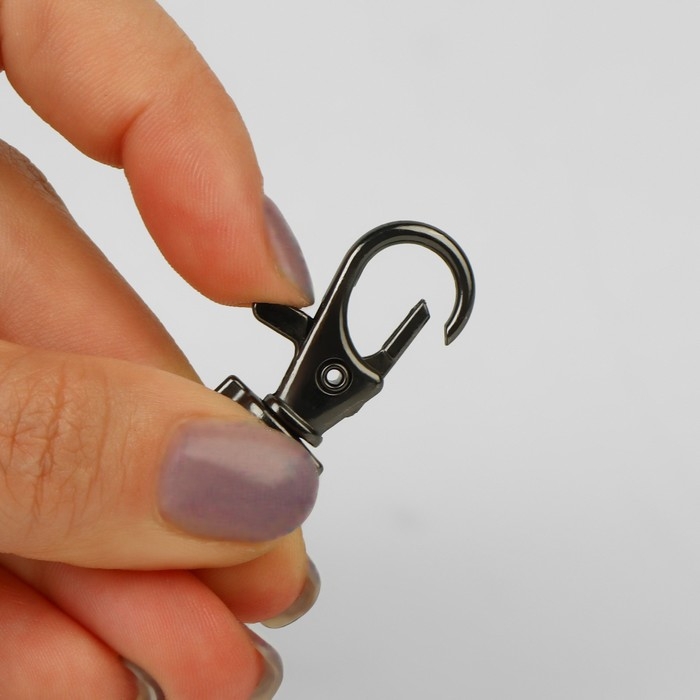 Карабин металлический, 37 × 12 мм / 9 × 1,7 мм, 10 шт, цвет чёрный никель