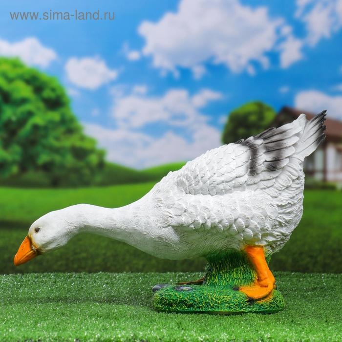 Садовая фигура  Садовая фигура "Гусь шея вниз" 50х18х30см