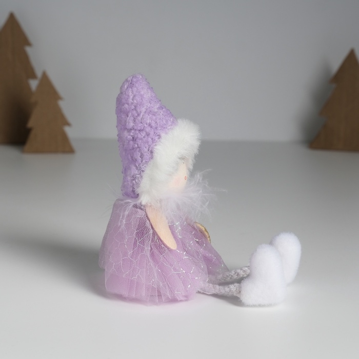 Кукла интерьерная Кукла интерьерная "Девочка в сиреневом платьишке с пушистым воротником" 7,2х7х18 см
