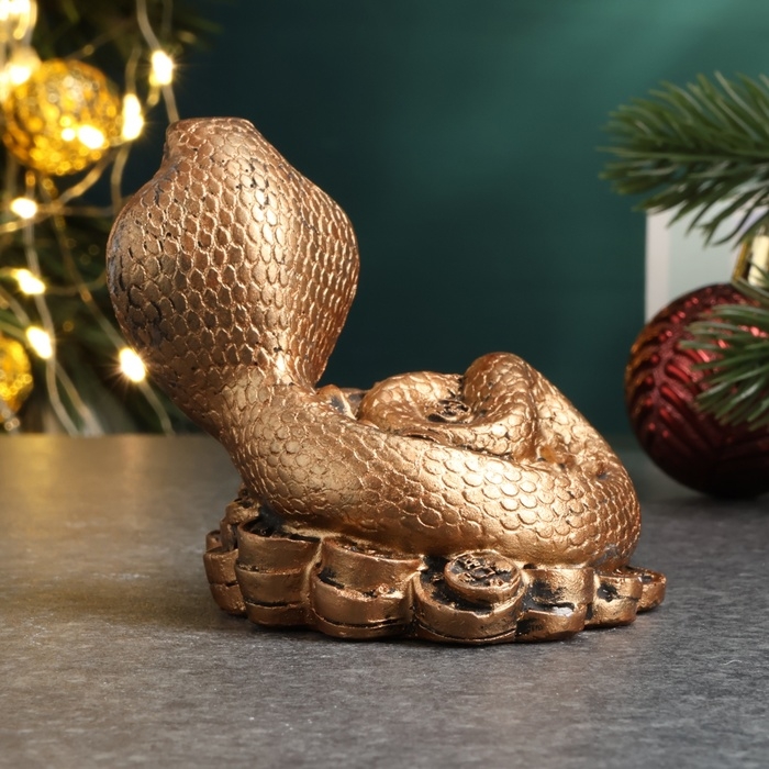 Новый год. Символ 2025. Фигура Новый год. Символ 2025. Фигура "Змея с сундуком" бронза, 6х6х5см