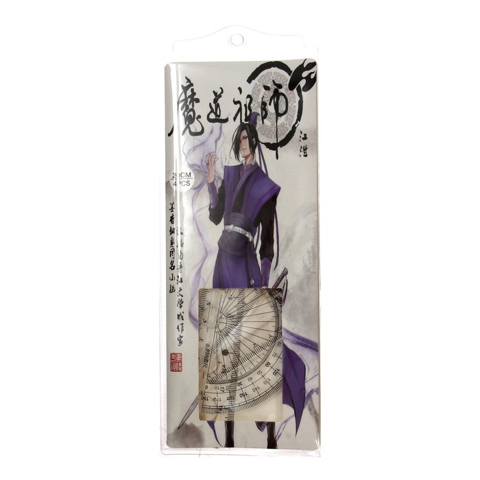 Набор геометрический Набор геометрический "Аниме", (линейка, транспортир, 2 угольника) в пенале, МИКС