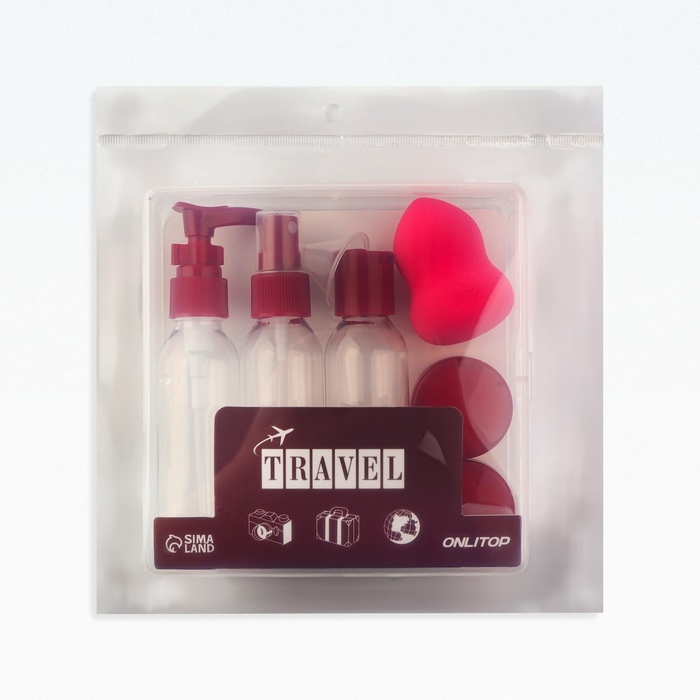 Набор для хранения, в футляре, 8 предметов, цвет прозрачный/бордовый Набор для хранения, в футляре, 8 предметов, цвет прозрачный/бордовый