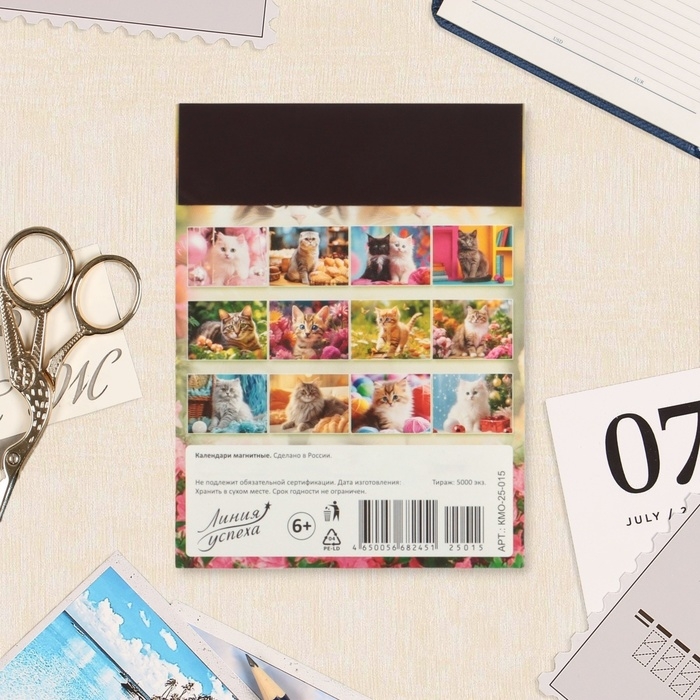 Календарь отрывной на магните Календарь отрывной на магните "Милые кошки" 2025 год, 9,5 х 13 см