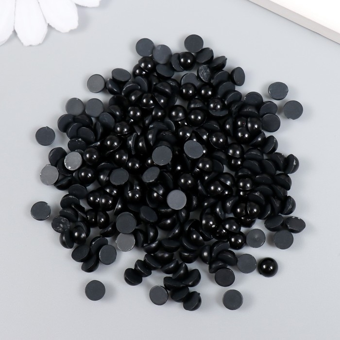 Декор для творчества пластик Декор для творчества пластик "Половинки бусин. Чёрный" 20 гр 0,6х0,6 см