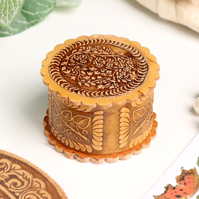 Шкатулка  Шкатулка "Вьюнок", 40 х 25 мм, береста