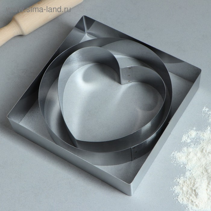 Набор форм для выпечки и выкладки «Круг, квадрат, сердце», 20 х 20 х 5 см, 3 шт Набор форм для выпечки и выкладки «Круг, квадрат, сердце», 20 х 20 х 5 см, 3 шт