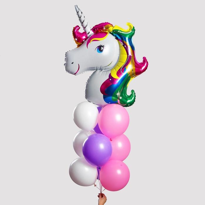 Набор воздушных шаров "Мой единорог", латекс, фольга, 10 шт.