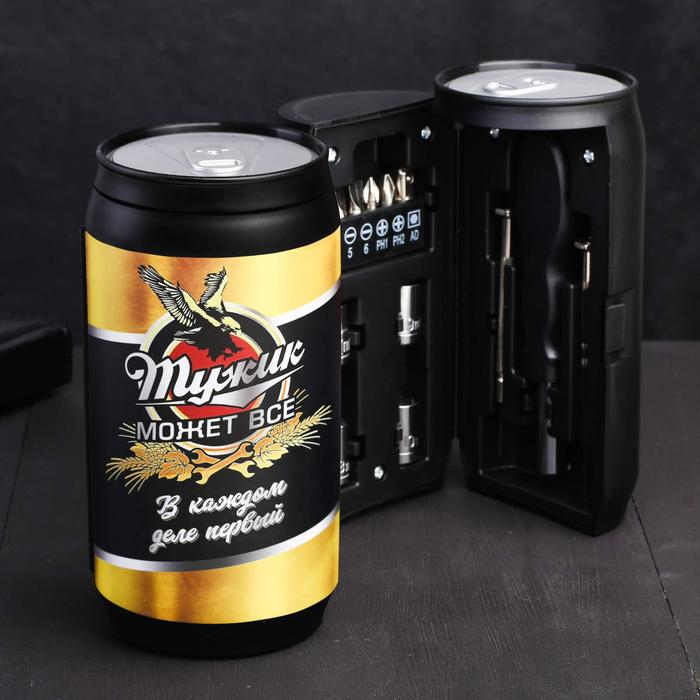 Набор инструментов в банке «Мужик может всё», 13 предметов Набор инструментов в банке «Мужик может всё», 13 предметов