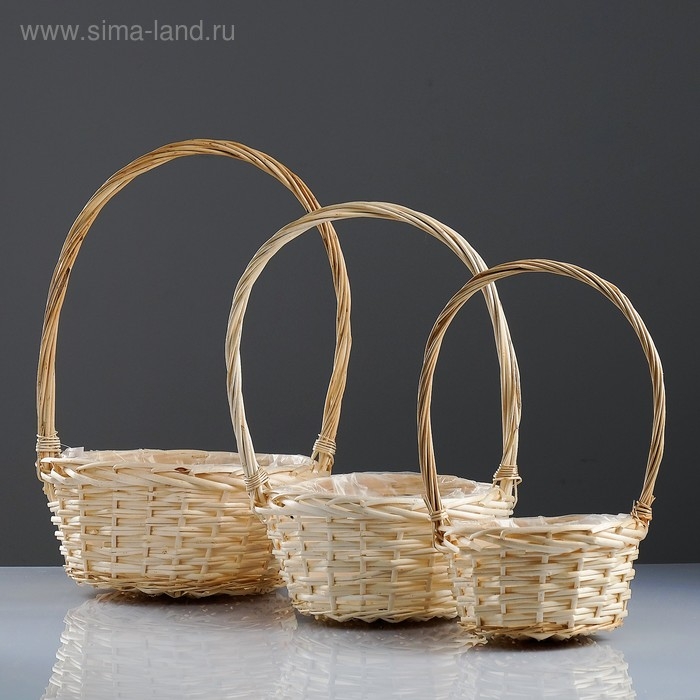 Набор корзин «Плетёнка», 3 шт,( 28×14/45  - 24×13/41 -19×11/37) см, ива натуральная Набор корзин «Плетёнка», 3 шт,( 28×14/45  - 24×13/41 -19×11/37) см, ива натуральная