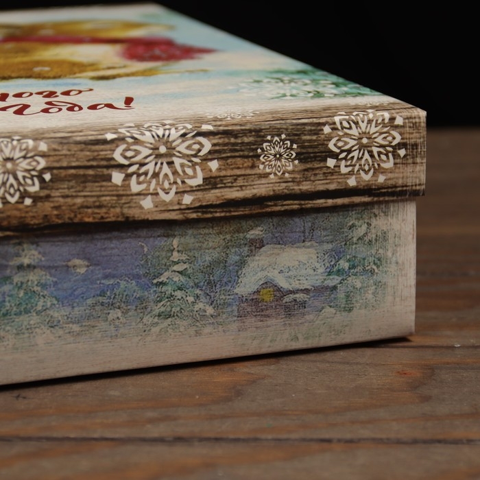 Новый год. Коробка подарочная новогодняя складная, крышка-дно Новый год. Коробка подарочная новогодняя складная, крышка-дно "Веселого Нового Года" 30 х 30 х 8 см