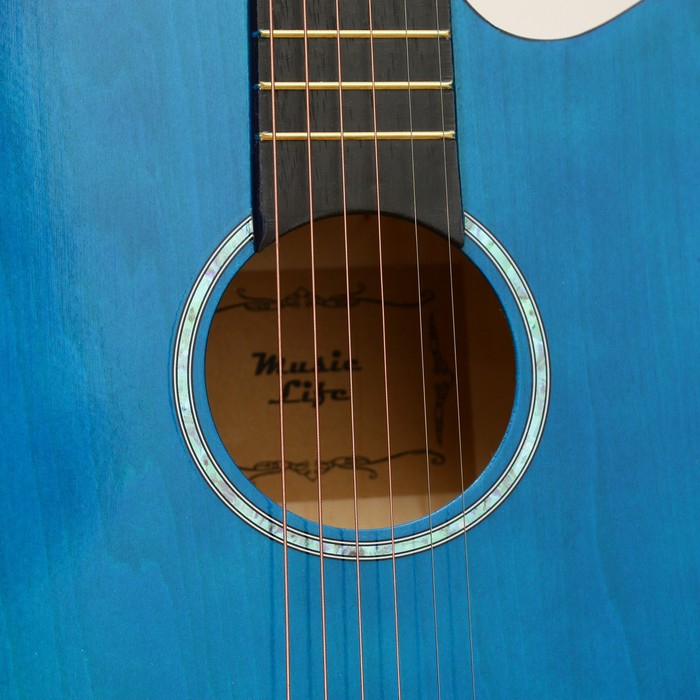 Гитара акустическая, цвет синий, 97см, с вырезом