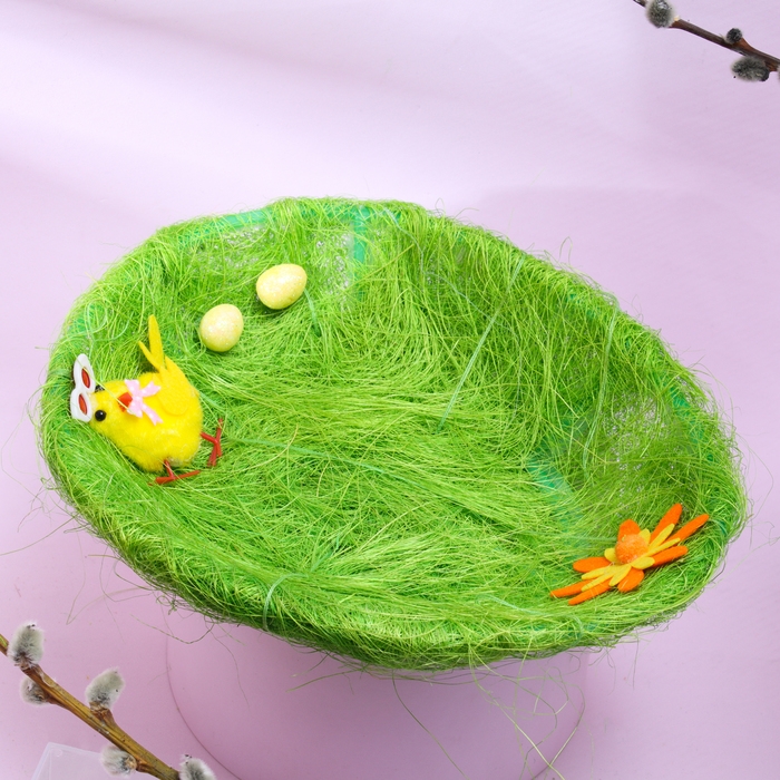 Пасхальная декоративная корзинка  Пасхальная декоративная корзинка "Цыпленок на травке" 24х20х5.5 см