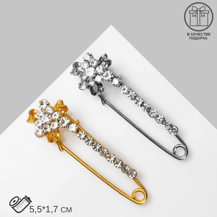 Булавка &laquo;Цветок&raquo; с дорожкой, 5,5 см, цвет МИКС(неделимая фасовка 12 шт., цена за шт.)