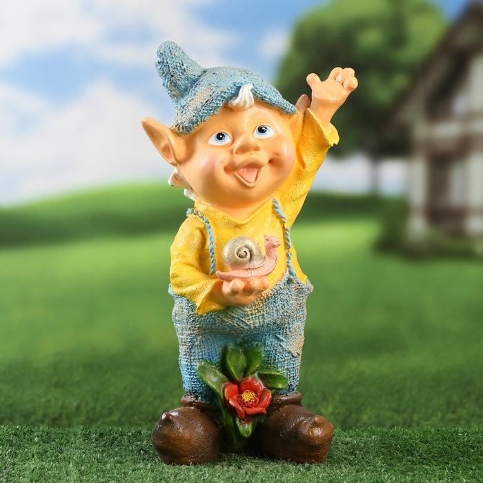 Садовая фигура Садовая фигура "Эльф с улиткой" 31х18см