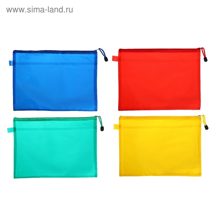 Папка-конверт на молнии Calligrata Папка-конверт на молнии Calligrata "Полоска - сеточка" А4, с сеткой внутри, МИКС