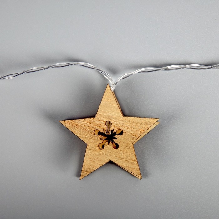 Гирлянда «Нить» 2.5 м с насадками «Звезда», IP20, прозрачная нить, 10 LED, батарейки AAх2 (нет в комплекте), свечение тёплое белое Гирлянда «Нить» 2.5 м с насадками «Звезда», IP20, прозрачная нить, 10 LED, батарейки AAх2 (нет в комплекте), свечение тёплое белое