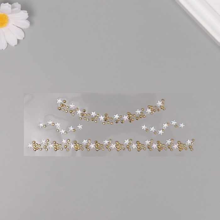 Наклейка пластик стразы "Чокер из звёзд" золото 11,6х18 см