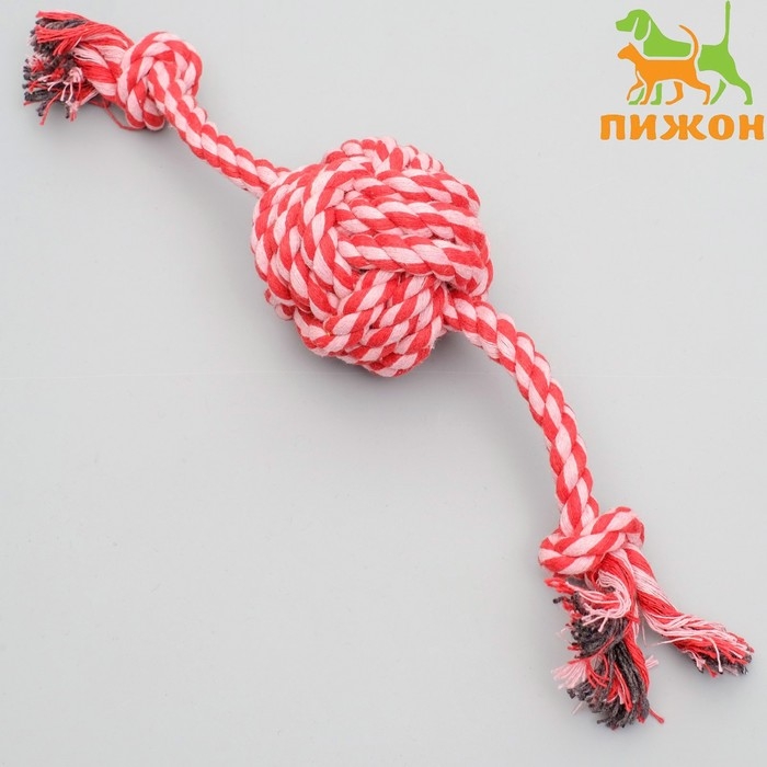 Игрушка канатная Игрушка канатная "Большой шар" (7 см) с ручками, 32 см, до 80 г, микс цветов