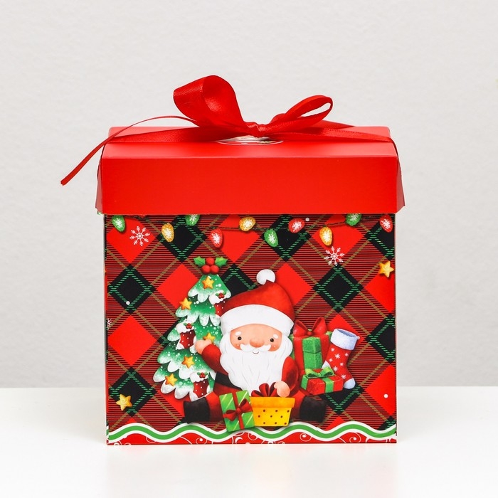 Новый год. Коробка Самосборная «Дедушка мороз» 15 х 15 х 15 см