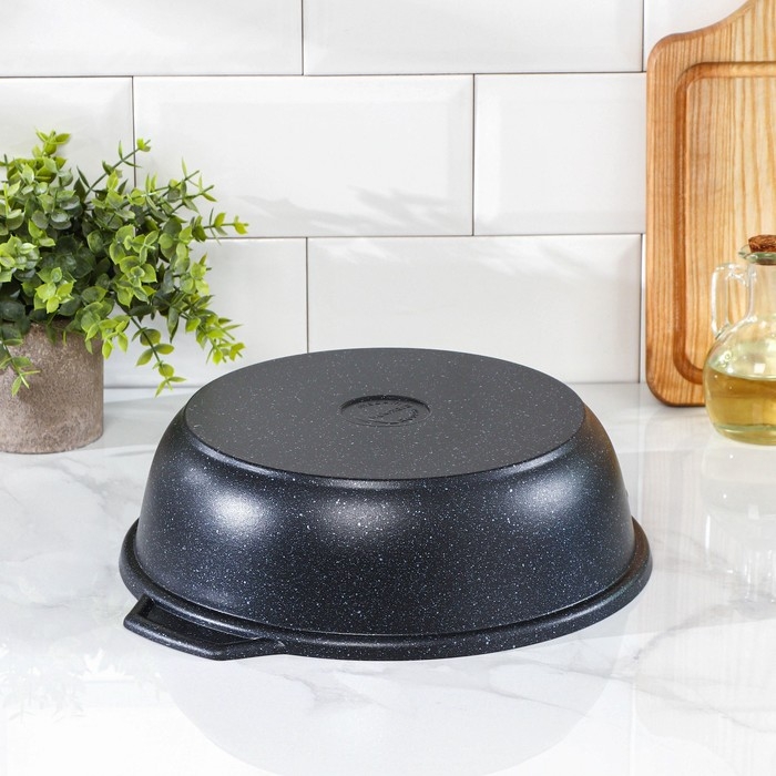 Жаровня, 3 л, d=28 см, h=8,5 см, антипригарное покрытие, цвет тёмный мрамор Жаровня, 3 л, d=28 см, h=8,5 см, антипригарное покрытие, цвет тёмный мрамор