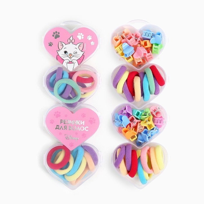 Набор подарочный, резинка для волос 20 шт, заколка крабик 20 шт, Коты аристократы Набор подарочный, резинка для волос 20 шт, заколка крабик 20 шт, Коты аристократы