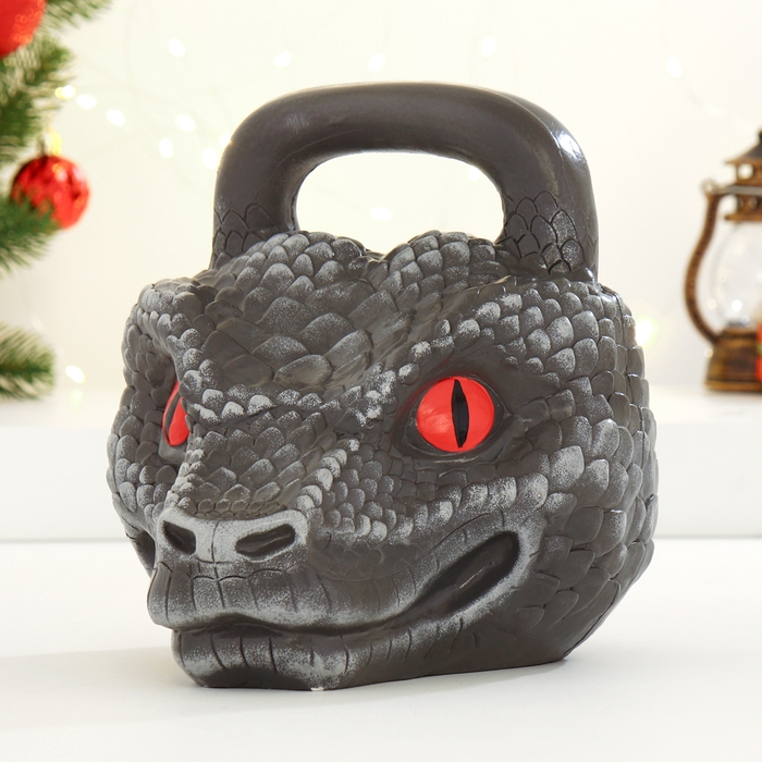 Новый год. Символ 2025. Копилка Новый год. Символ 2025. Копилка "Гиря Змея" серый камень, 20см