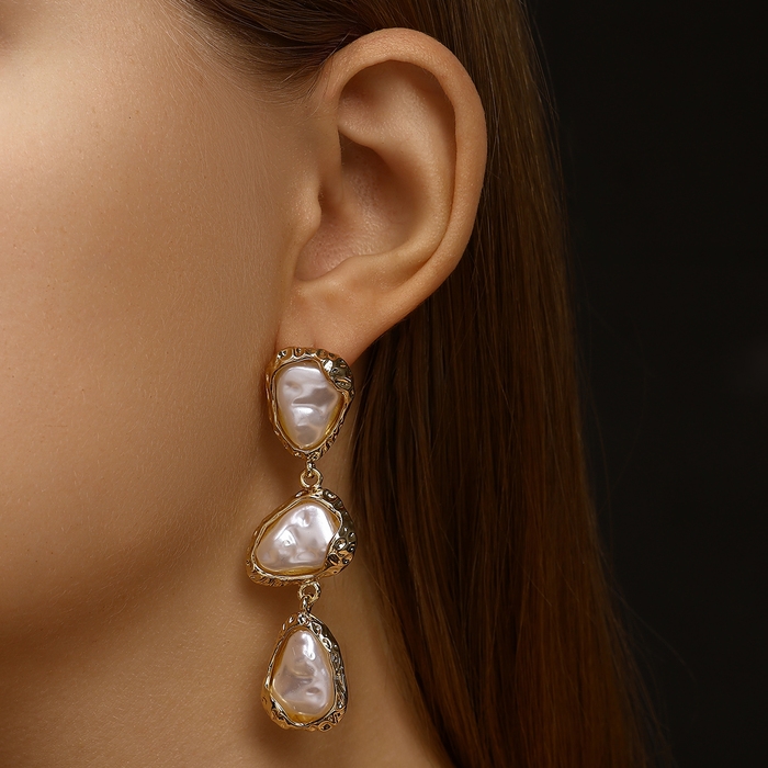 Серьги с жемчугом «Гавань» сознание, цвет золото Серьги с жемчугом «Гавань» сознание, цвет золото