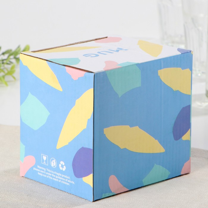 Кружка керамическая «Смайл», 350 мл, с деревянной крышкой и ложкой, цвет и рисунок МИКС