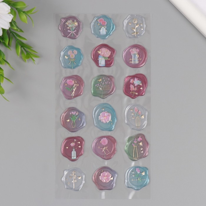 Наклейки для творчества пластик Наклейки для творчества пластик "Цветочные богатства" 9,3х20,4 см