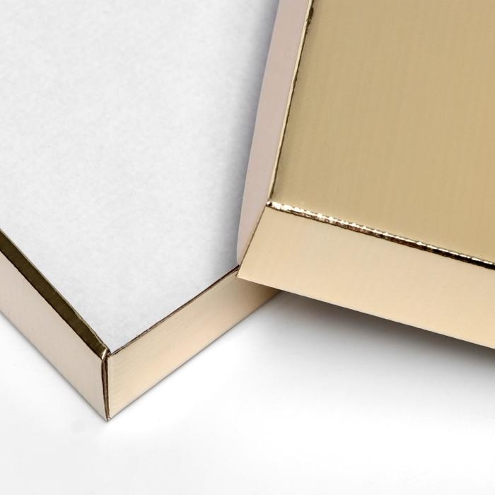 Коробка сборная без печати крышка-дно, золотая, без окна, 26 х 21,5 х 4 см Коробка сборная без печати крышка-дно, золотая, без окна, 26 х 21,5 х 4 см