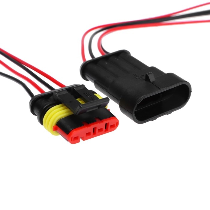 Разъем автомобильный, герметичный штекер-гнездо DJ7041-1.5-11/21, 4 контакта, набор 2 шт Разъем автомобильный, герметичный штекер-гнездо DJ7041-1.5-11/21, 4 контакта, набор 2 шт