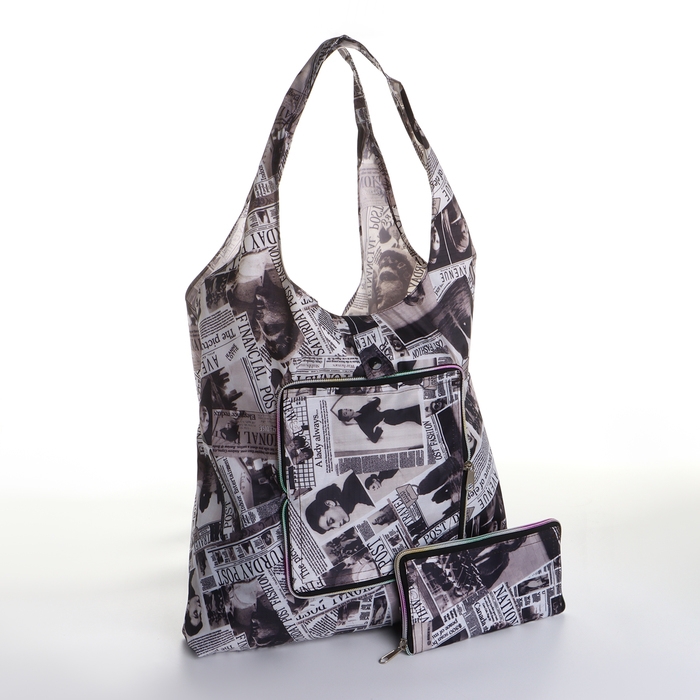 Сумка хозяйственная на кнопке, цвет чёрный Сумка хозяйственная на кнопке, цвет чёрный