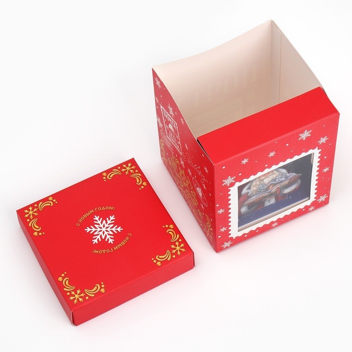 Коробка подарочная новогодняя складная с 3D эффектом «Почта», 11 х 11 х 13 см, Новый год Коробка подарочная новогодняя складная с 3D эффектом «Почта», 11 х 11 х 13 см, Новый год