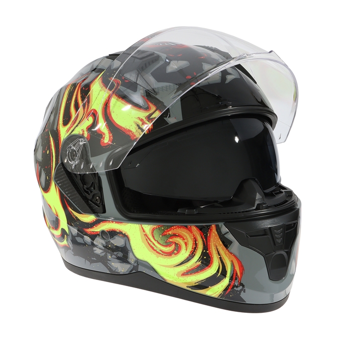 Шлем интеграл с двумя визорами, размер L (59-60), модель BLD-M67E, черно-желтый Шлем интеграл с двумя визорами, размер L (59-60), модель BLD-M67E, черно-желтый