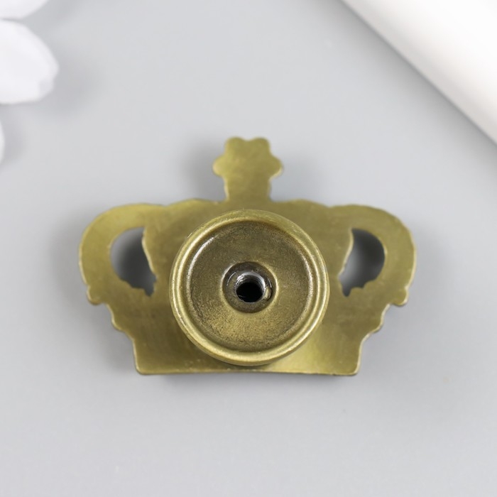 Ручка для шкатулки металл Ручка для шкатулки металл "Корона" страза, состаренная бронза 4,5х3,2х2,6 см